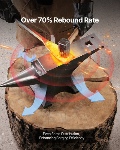 Enkelhornsstäd, 110lbs städ i gjutstål, höghård robust rundhornsstäd för smeder, med stor bänkskiva och stabil bas, metallbearbetningsverktyg för metallbockning, formning, vridning