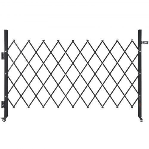 Single Folding Security Gate, Lockable Scissor Gate with 360° Swivel Casters, Outdoor Barricade Steel Retractable Gates, for Entry Security, Garage, Warehouse & Pool, 190 × 131 cm (W × H)