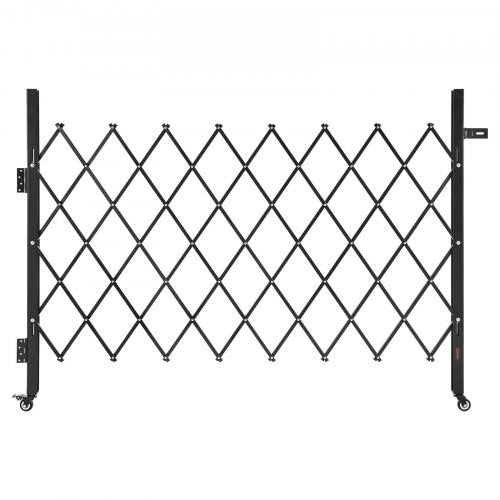 Single Folding Security Gate, Lockable Scissor Gate with 360° Swivel Casters, Outdoor Barricade Steel Retractable Gates, for Entry Security, Garage, Warehouse & Pool, 170 × 131 cm (W × H)