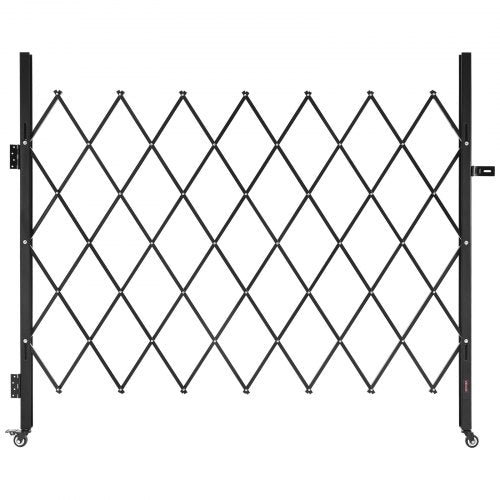 Single Folding Security Gate, Lockable Scissor Gate with 360° Swivel Casters, Outdoor Barricade Steel Retractable Gates, for Entry Security, Garage, Warehouse & Pool, 180 × 161 cm (W × H)
