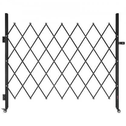 Single Folding Security Gate, Lockable Scissor Gate with 360° Swivel Casters, Outdoor Barricade Steel Retractable Gates, for Entry Security, Garage, Warehouse & Pool, 180 × 161 cm (W × H)