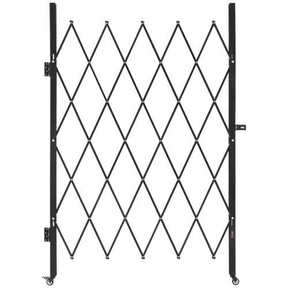 Single Folding Security Gate, Lockable Scissor Gate with 360° Swivel Casters, Outdoor Barricade Steel Retractable Gates, for Entry Security, Garage, Warehouse & Pool, 126 × 197.5 cm (W × H)