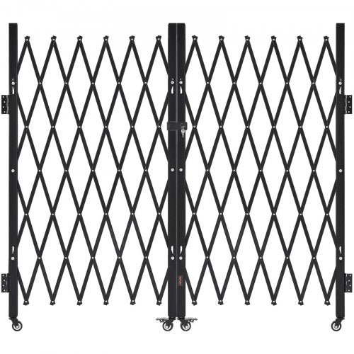 Double Folding Security Gate, Lockable Scissor Gate with 360° Swivel Casters, Outdoor Barricade Steel Retractable Gates, for Entry Security, Garage, Warehouse &amp; Pool, 320 × 160.5 cm (W × H)