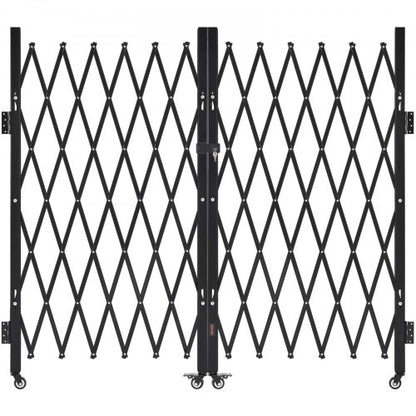 Double Folding Security Gate, Lockable Scissor Gate with 360° Swivel Casters, Outdoor Barricade Steel Retractable Gates, for Entry Security, Garage, Warehouse &amp; Pool, 320 × 160.5 cm (W × H)