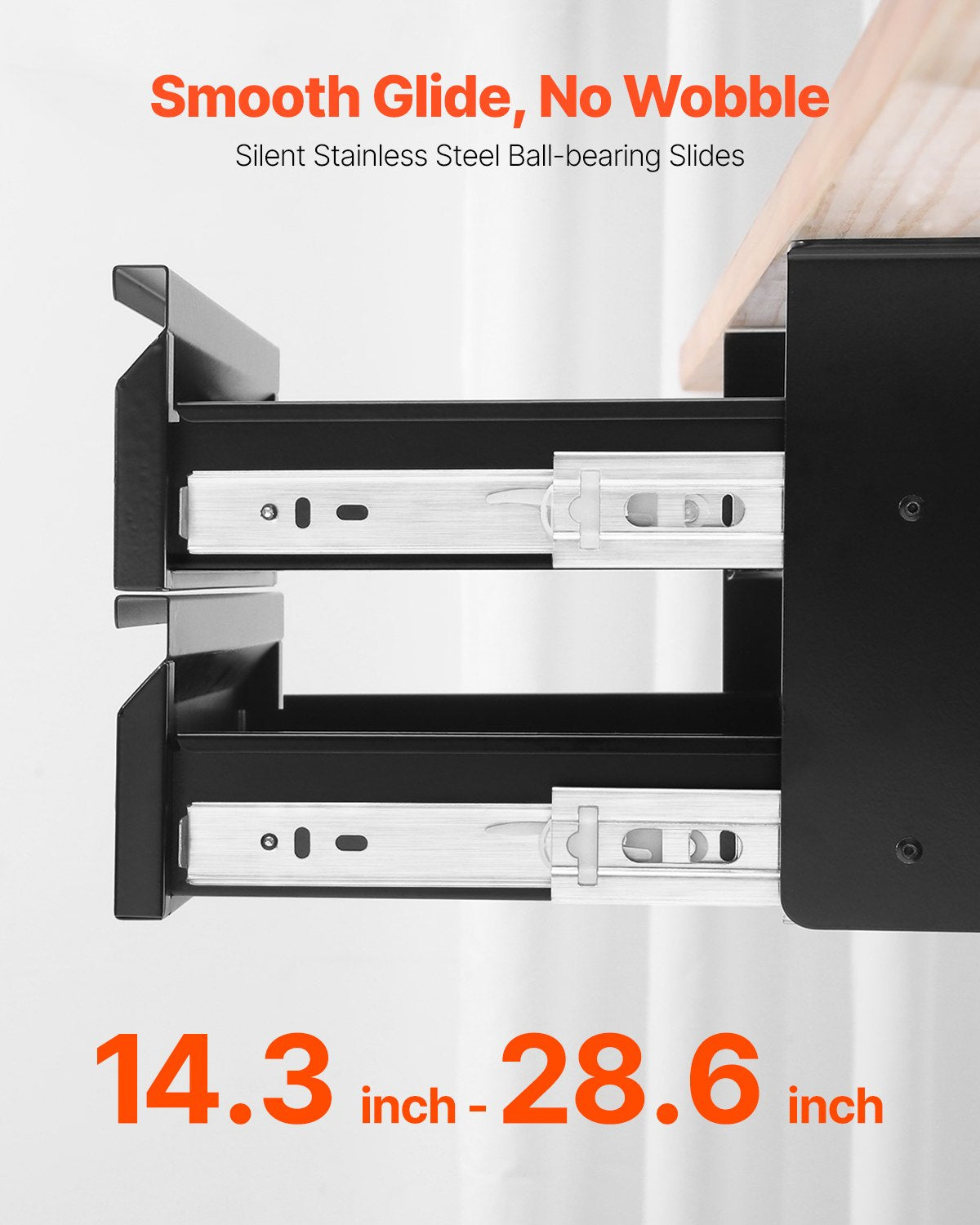 16" Wide Under Desk Drawer Slide Out, Under Desk Mounted Pull-out Drawer Attachment, Hidden Desktop 2 Layer Storage Organizer, Under Table Pencil Drawer for Home Sit Stand Workstation, 18x9x8 in