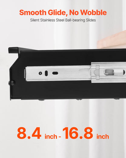 26" Wide Under Desk Drawer Slide Out, Under Desk Mounted Pull-out Drawer Attachment, Hidden Desktop Storage Organizer, Under Table Pencil Drawer for office Home Sit Stand Workstation, 29x9x4 in