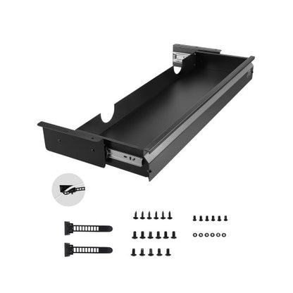 33" Wide Under Desk Drawer Slide Out, Under Desk Mounted Pull-out Drawer Attachment, Hidden Desktop Storage Organizer, Under Table Pencil Drawer for office Home Sit Stand Workstation, 33x9x4 in