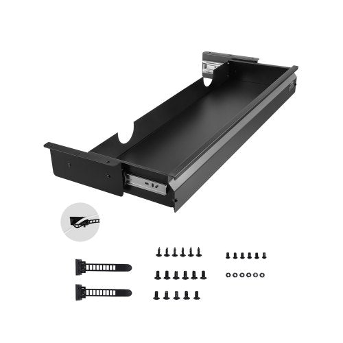 33" Wide Under Desk Drawer Slide Out, Under Desk Mounted Pull-out Drawer Attachment, Hidden Desktop Storage Organizer, Under Table Pencil Drawer for office Home Sit Stand Workstation, 33x9x4 in