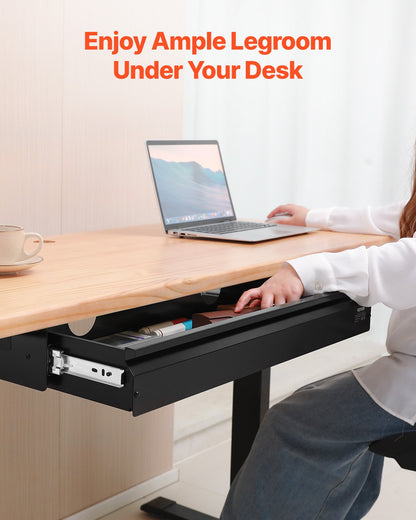 33" Wide Under Desk Drawer Slide Out, Under Desk Mounted Pull-out Drawer Attachment, Hidden Desktop Storage Organizer, Under Table Pencil Drawer for office Home Sit Stand Workstation, 33x9x4 in