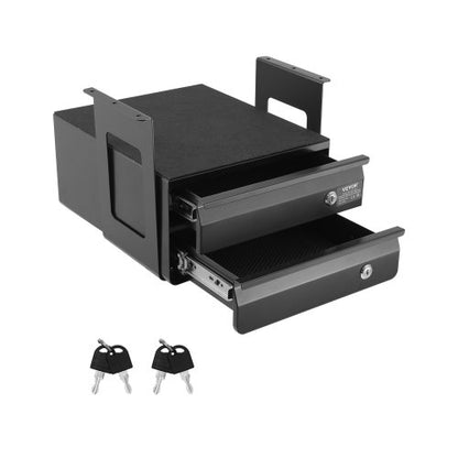 13" bred utdragbar låda under skrivbordet, utdragbar lådfäste för underbordet, dold förvaringsorganisatör i två lager på skrivbordet, låsbar pennlåda undermonterad för sittande och ståande arbetsstation, 14x13x10 tum