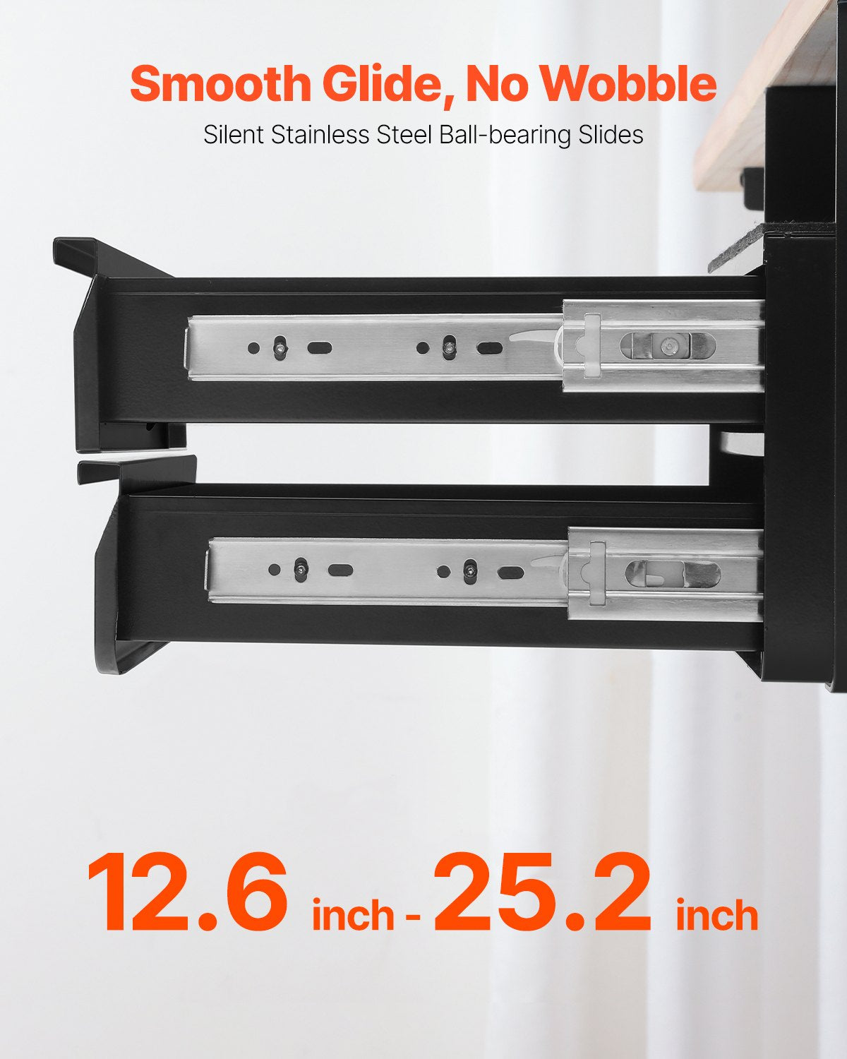 13" bred utdragbar låda under skrivbordet, utdragbar lådfäste för underbordet, dold förvaringsorganisatör i två lager på skrivbordet, låsbar pennlåda undermonterad för sittande och ståande arbetsstation, 14x13x10 tum