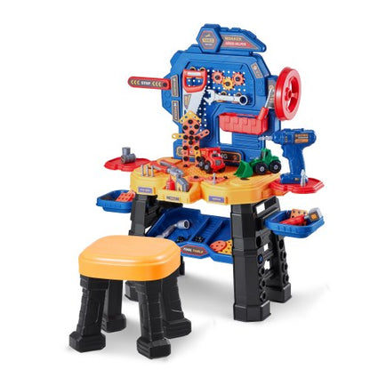 Kids Workbench, 181 pcs, Kids Tool Bench with Realistic Tools and Electric Drill, Pretend Play Construction Workbench Toys for Toddlers, Toddler Work Bench Learning Gift for Boys & Girls Age 3+