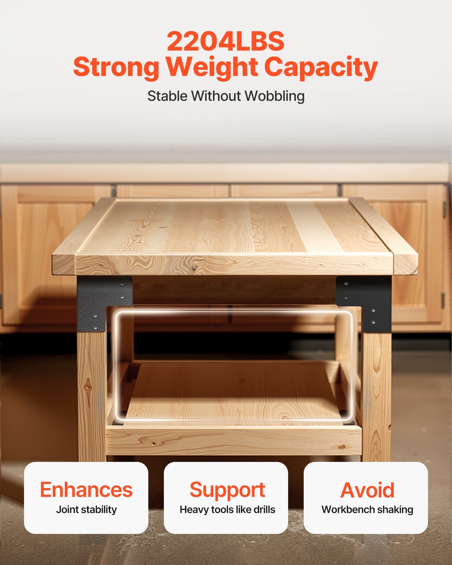 Workbench Corner Bracket Kit, 6.50 x 6.50 x 6.50 inch / 165 x 165 x 165 mm, 2204lbs/1000kg Load Capacity, Heavy Duty Sturdy Steel Angle Brackets with Screws, for Desk Shop Table Platform, 8 Pcs