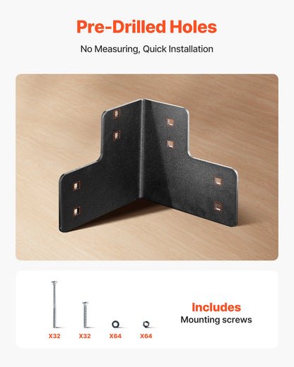 Workbench Corner Bracket Kit, 6.50 x 6.50 x 6.50 inch / 165 x 165 x 165 mm, 2204lbs/1000kg Load Capacity, Heavy Duty Sturdy Steel Angle Brackets with Screws, for Desk Shop Table Platform, 8 Pcs