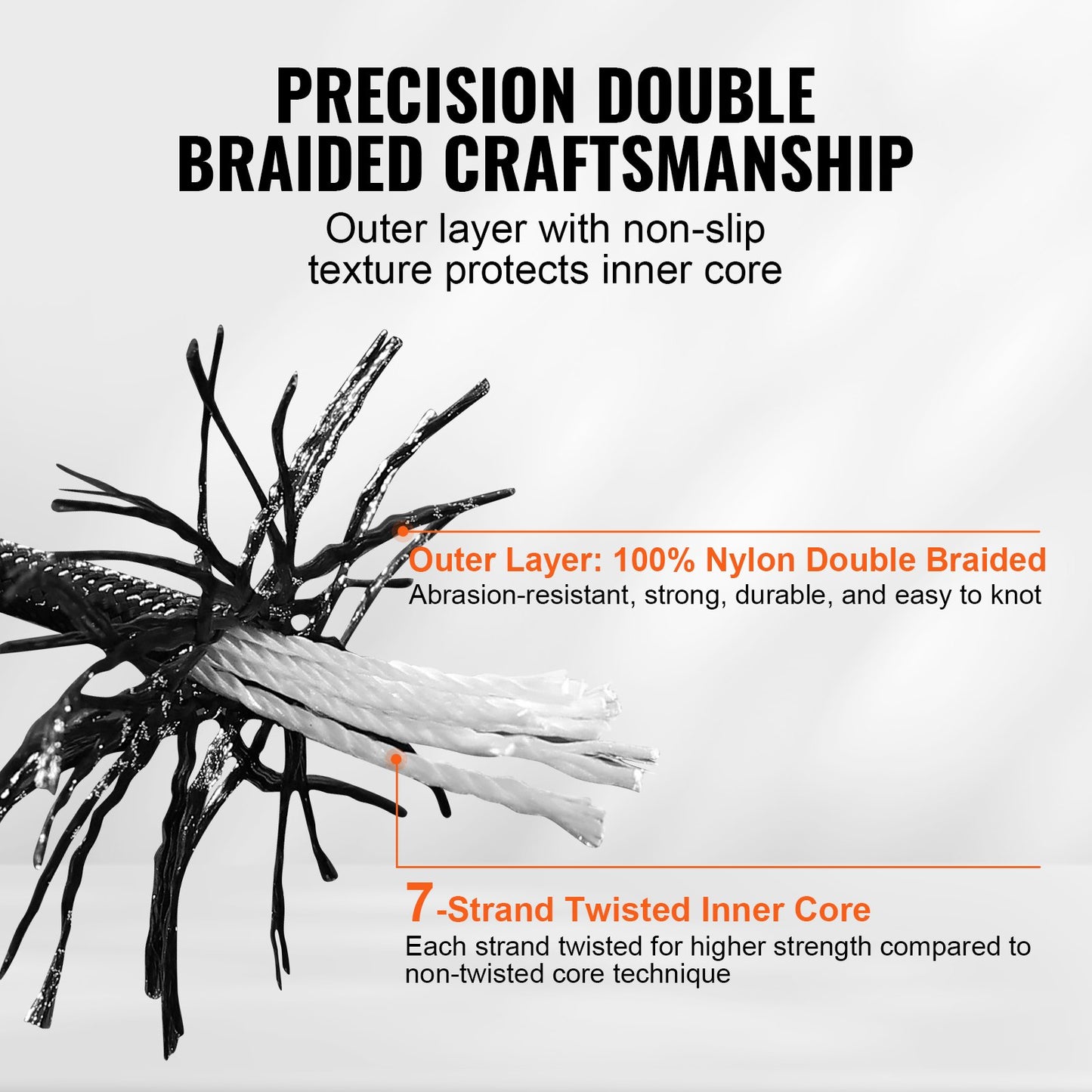 Braided Nylon Rope, 3/16 in x 1000 ft, 32 Strands, 720 LBS Breaking Strength Outdoor Climbing Rope, Arborist Tree Climbing Rigging Rope for Rock Hiking Camping Swing Rappelling Rescue, Black