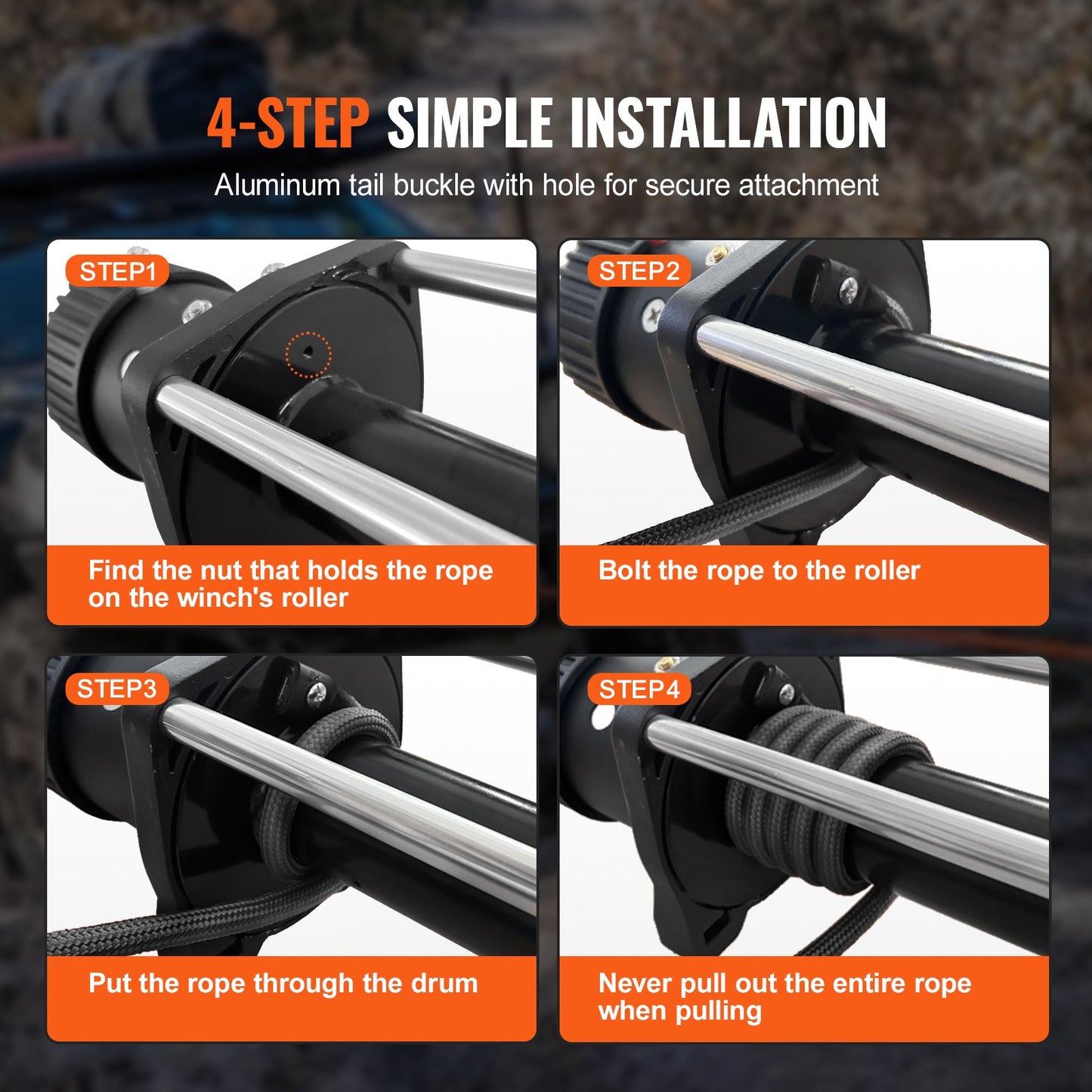 Synthetic Winch Rope, 9.5 mm x 30.48 m 12,020 kg Synthetic Winch Line Cable Rope with Protective Sleeve + Forged Winch Hook + Pull Strap, Universal Fit for SUV, Large Off-Road Vehicle, Truck