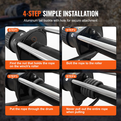 Synthetic Winch Rope, 9.5 mm x 25.91 m 12,020 kg Synthetic Winch Line Cable Rope with Protective Sleeve + Forged Winch Hook + Pull Strap, Universal Fit for SUV, Large Off-Road Vehicle, Truck