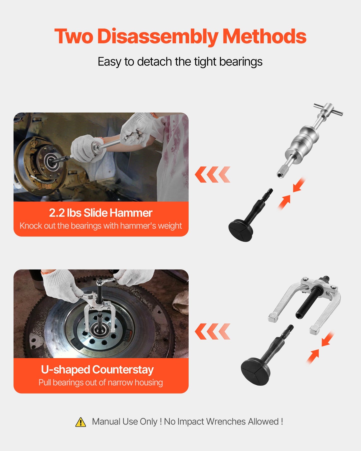 Lageravdragarsats för blindhål, 16-i-1-sats för innerlager och tätningsutdragare, 16 delar glidhammare, pilotinsats, invändig lagerborttagningsverktygssats med 10 delade hylsor och motstag