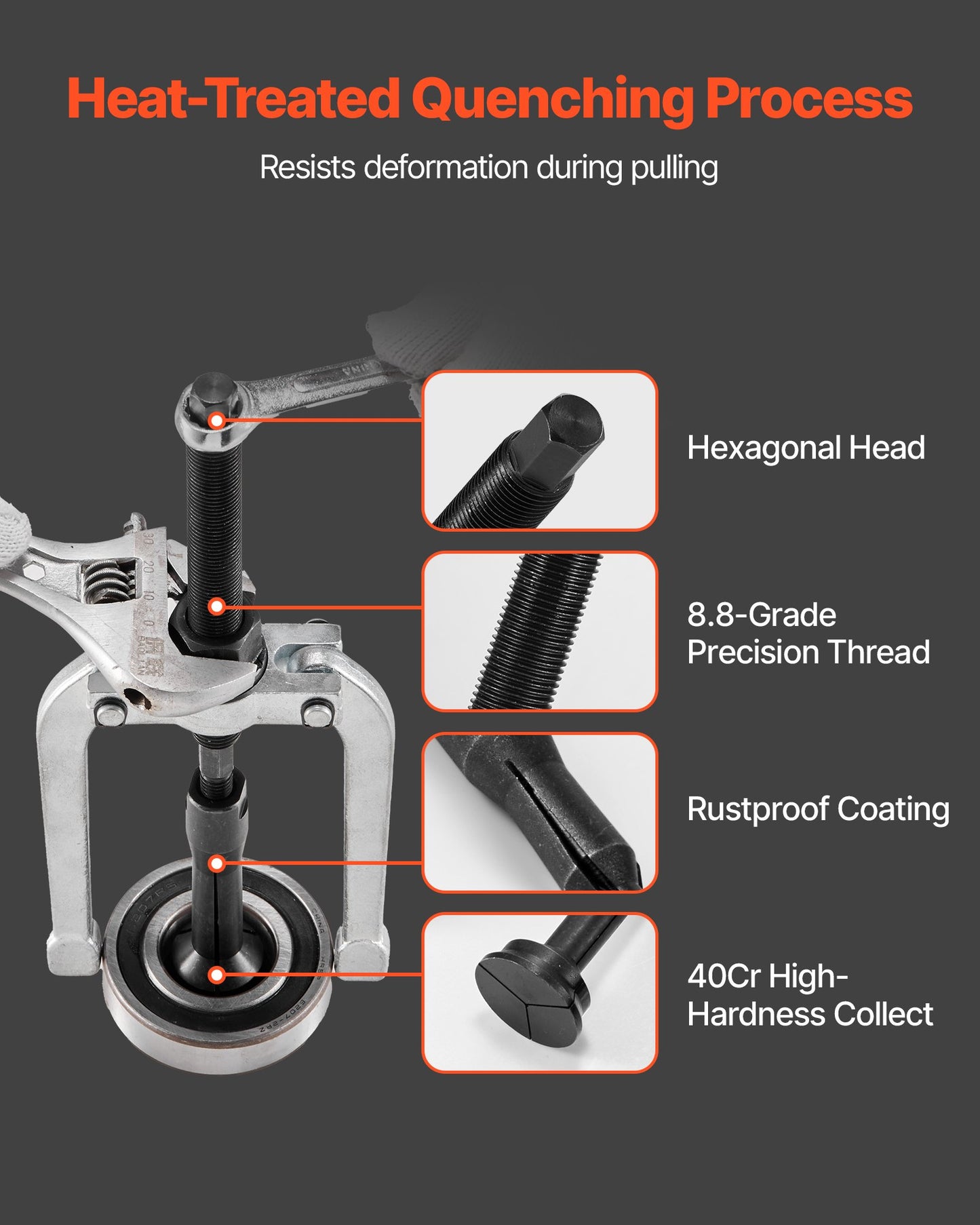 Lageravdragarsats för blindhål, 16-i-1-sats för innerlager och tätningsutdragare, 16 delar glidhammare, pilotinsats, invändig lagerborttagningsverktygssats med 10 delade hylsor och motstag