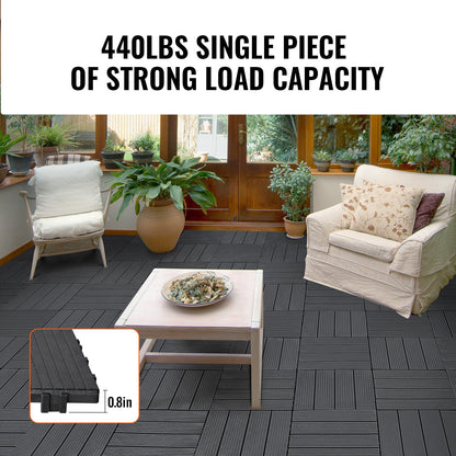 Interlocking Deck Tiles, 54 Pack,12"x12" 54 sq. ft Plastic Waterproof Outdoor Flooring All Weather Use, Patio Floor Decking Covering Tiles for Porch Poolside Balcony Backyard, Dark Grey