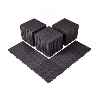 Interlocking Deck Tiles, 54 Pack,12"x12" 54 sq. ft Plastic Waterproof Outdoor Flooring All Weather Use, Patio Floor Decking Covering Tiles for Porch Poolside Balcony Backyard, Dark Brown