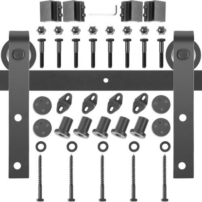 Sliding Barn Door Hardware Kit, 182.9 cm Barn Door Kit, 149.7 kg Load-Bearing Double Barn Door Hardware Kit, Carbon Steel Barn Door Track, Darn Door for 3.5-4.5 cm Thickness & 91.4 cm Wide Door Panel