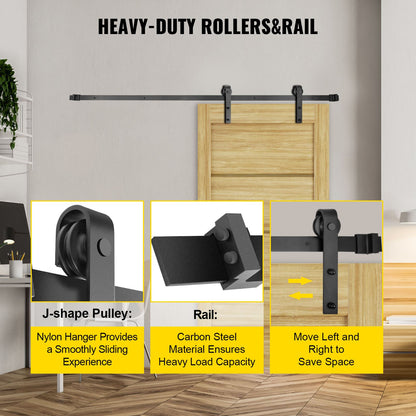 Sliding Barn Door Hardware Kit, 11FT Barn Door Kit, 330LBS Load-Bearing Double Barn Door Hardware Kit, Carbon Steel Barn Door Track, Darn Door for 1.57-1.77" Thickness & 5.5FT Wide Door Panel