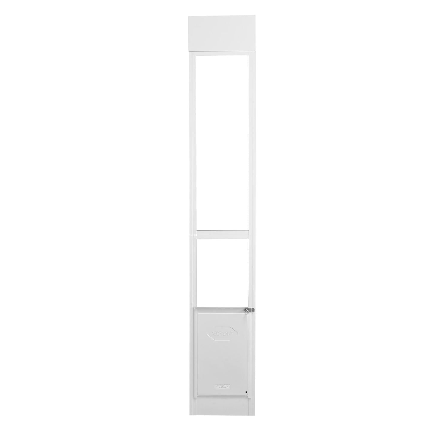 Dog Door for Sliding Glass Door, 75 7/8"-80 11/16" Adjustable Height Doggy Door for Sliding Doors, Aluminum Frame Tempered Glass Pet Door with Hinge Structure Flap and Lock for Medium-Sized Dogs