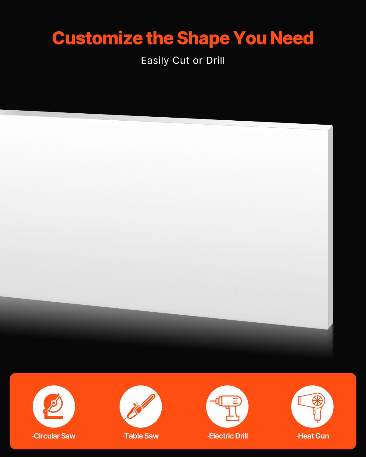 HDPE-plastskiva, 1-pack högdensitetspolyetenskivor, plastpaneler 24 x 48 tum, 1/2 tum tjocka, anpassningsbara plastpaneler, för gör-det-själv-pyssel, kraftig industriell utrustning, vit