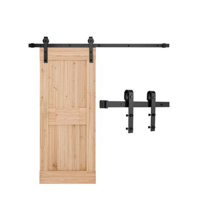 5FT Sliding Barn Door Hardware Kit, 330 LBS Weight Capacity, Compatible with 30 Inches Max Width & 1-3/8 to 1-3/4 Inches Thickness Single Sliding Barn Door, Durable Track & J-shape Roller,Black