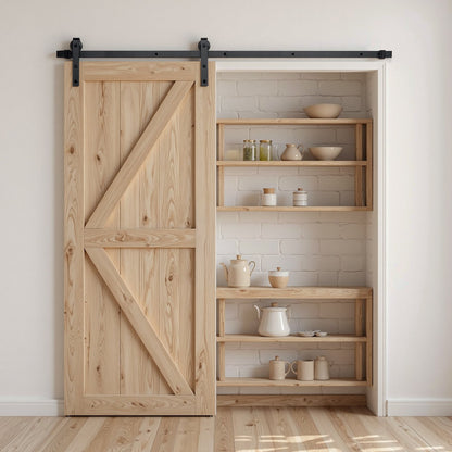 6.6FT Sliding Barn Door Hardware Kit, 330 LBS Weight Capacity, Compatible with 36-40 Inches Width & 1-3/8 to 1-3/4 Inches Thickness Single Sliding Barn Door, Durable Track & J-shape Roller Black