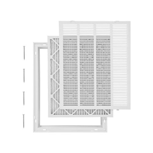 Return Air Filter Grille, Fits W20 x H25in Duct Opening Size, Filter Included, Return Air Vent Cover for Wall, Powder-Coated Steel Return Air Grill Detachable Face/Door for 1 inch Filters