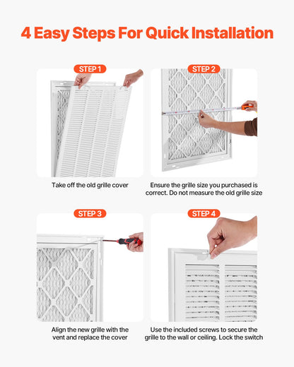 Return Air Filter Grille, Fits W20 x H25in Duct Opening Size, Filter Included, Return Air Vent Cover for Wall, Powder-Coated Steel Return Air Grill Detachable Face/Door for 1 inch Filters