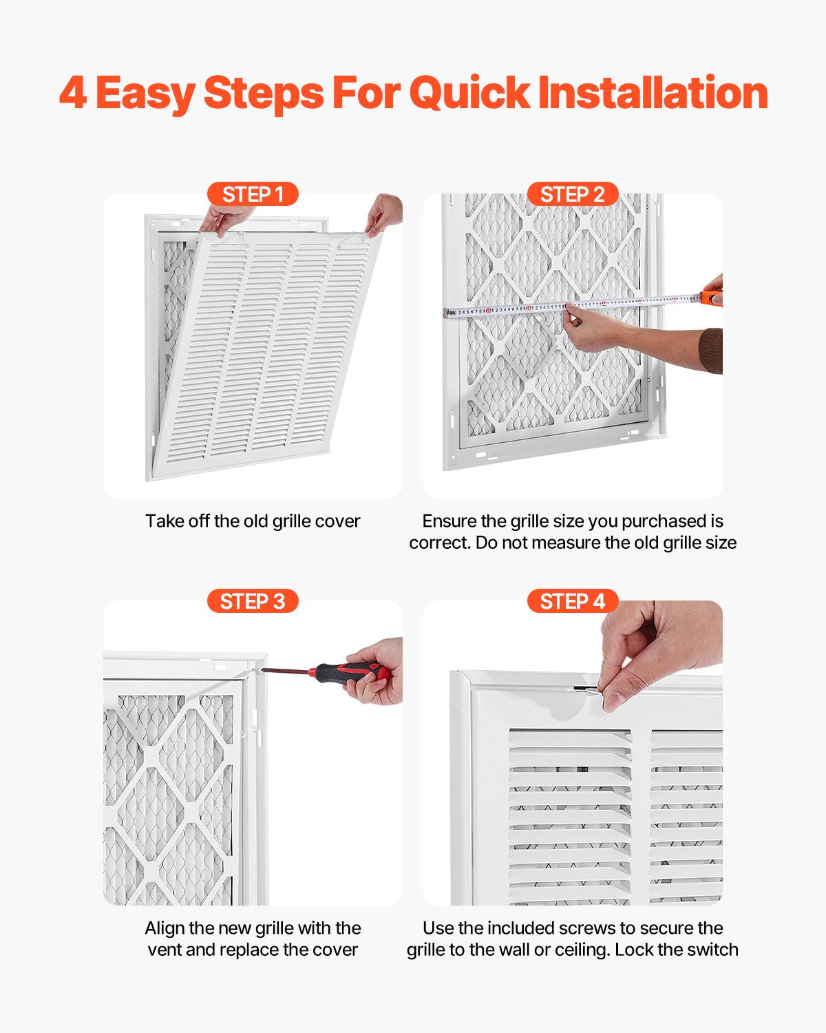 Return Air Filter Grille, Fits W20 x H20in Duct Opening Size, Filter Included, Return Air Vent Cover for Wall, Powder-Coated Steel Return Air Grill Detachable Face/Door for 1 inch Filters