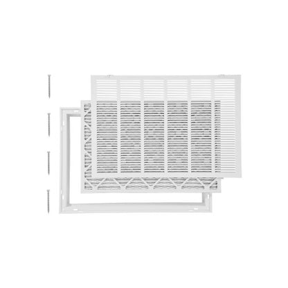 Galler för frånluftsfilter, passar kanalöppning B30 x H20 tum, filter ingår, skydd för frånluftsventilation för vägg, pulverlackerat stålgaller för frånluft, avtagbar framsida/dörr för 2,5 cm filter