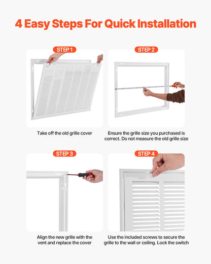 Galler för frånluftsfilter, passar kanalöppning B30 x H20 tum, filter ingår ej, skydd för frånluftsventilation för vägg, pulverlackerat stålgaller för frånluft, avtagbar framsida/dörr för 2,5 cm filter