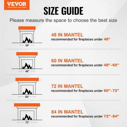 Fireplace Mantel, 72" x 8" x 5", 50 lbs Weight Capacity, Natural Wood Mantel for Over Fireplace, Wall Mounted Floating Farmhouse Shelf, Handcrafted Wood Fireplace Mantel for Wall Decor, White