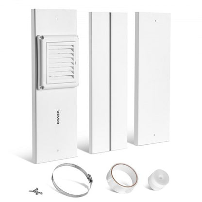 Torktumlarens ventilationsfönstersats, passar 101,6 mm avgasslangar, justerbar längd för anpassning av skjutbara fönster med olika höjder, robusta PVC- och PP-material, dubbla skydd och flerskiktstätning