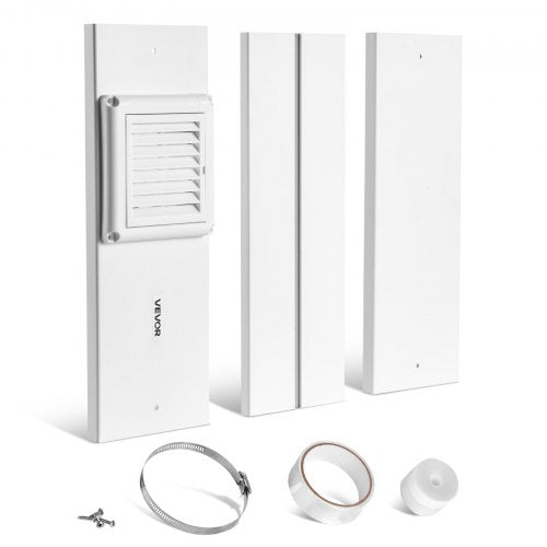 Dryer Vent Window Kit, Fits 101.6 mm Exhaust Hoses, Adjustable Length for Adapts Sliding Windows of Different Heights, Sturdy PVC and PP Materials, Dual Protections & Multi-layer Sealing Design