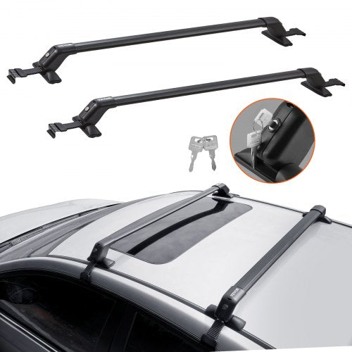 Universal Roof Rack Cross Bars, Thickened Aluminum Roof Rack Crossbars, Fit Roof Without Side Rail, 70KG Load Capacity, Adjustable Bare Roof Crossbars with Locks, for SUVs, Sedans, and Vans