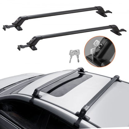 Universal Roof Rack Cross Bars, Thickened Aluminum Roof Rack Crossbars, Fit Roof Without Side Rail, 70KG Load Capacity, Adjustable Bare Roof Crossbars with Locks, for SUVs, Sedans, and Vans