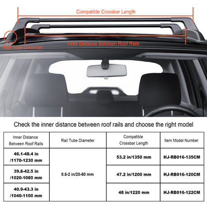 Universal Roof Rack Crossbar Max 120.9 cm Fits Grooved Side Rails without Gap