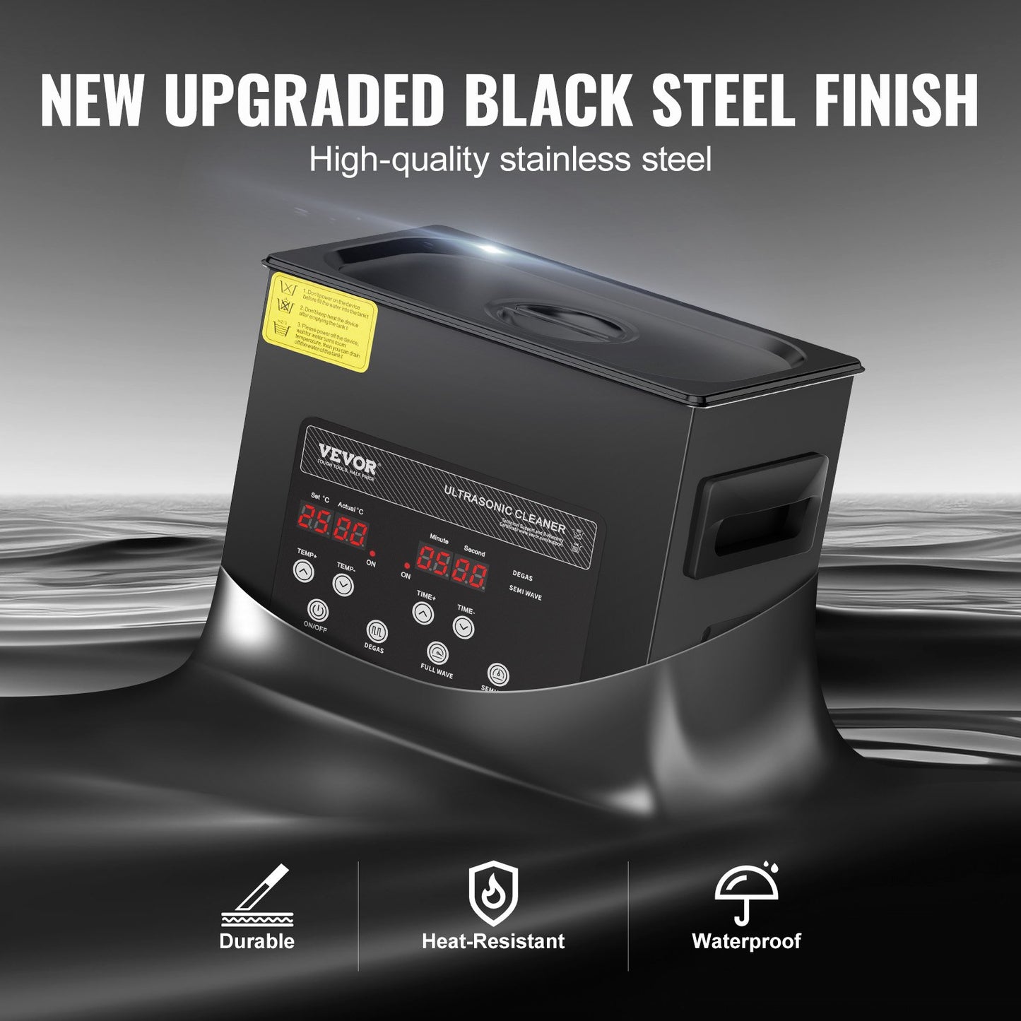 3L ultraljudsrengöring, 120W digital ultraljudsrengöringsmaskin med skonsamt läge och uppgraderad avgasning, 40kHz ultraljudsrengöringsmaskin med värmare och timer för smycken, glasögon, verktygshållare