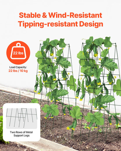 Cucumber Trellis for Climbing Plants, 39" x 32" Foldable Cucumber Trellis Set with Twist Ties, Metal Garden Trellis for Raised Bed, Outdoor Plant Grow Support for Tomato, Squash, Vegetable