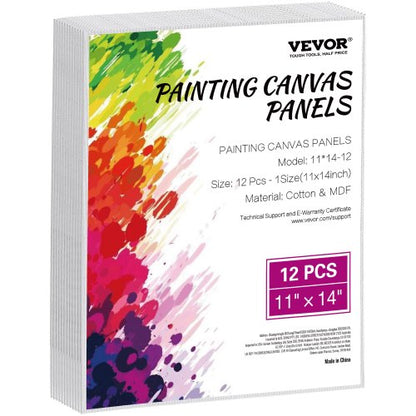 Canvas Boards for Painting, 11 x 14 Inch White Canvases for Painting, 12 Pack Painting Canvas Panels for Sketching, Acrylic and Oil Painting, Watercolor, Paint Canvas for Kids and Professionals