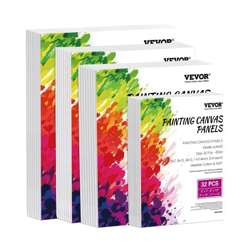 Canvas Boards for Painting, 32 Pack White Painting Canvases Set - 5x7, 8x10, 9x12, 11x14 Painting Canvas Panels for Acrylic and Oil Painting, Watercolor, Paint Canvas for Kids and Professionals