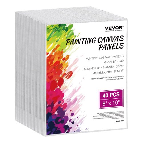 Canvas Boards for Painting, 8 x 10 Inch White Canvases for Painting, 40 Pack Painting Canvas Panels for Sketching, Acrylic and Oil Painting, Watercolor, Paint Canvas for Kids and Professionals