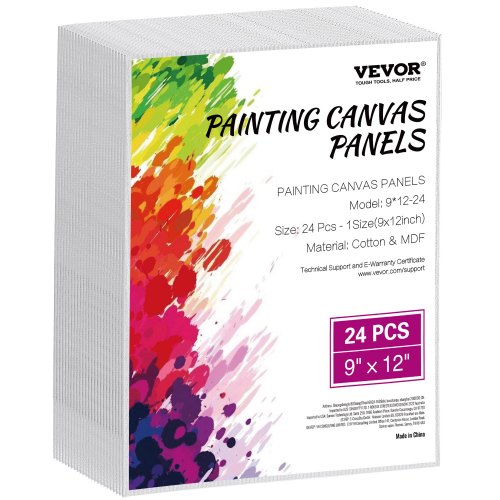 Canvas Boards for Painting, 9 x 12 Inch White Canvases for Painting, 24 Pack Painting Canvas Panels for Sketching, Acrylic and Oil Painting, Watercolor, Paint Canvas for Kids and Professionals