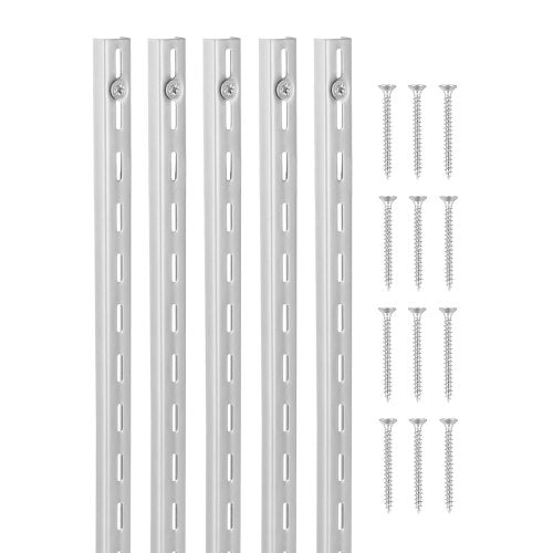 Shelf Pilaster, 39-inch 10 Pack, Upright Wall Shelving System, Heavy Duty Support System Single Slot Shelf Rails, 40 Screws Included, Suitable for Cabinet Closet Organization Storage, Silver