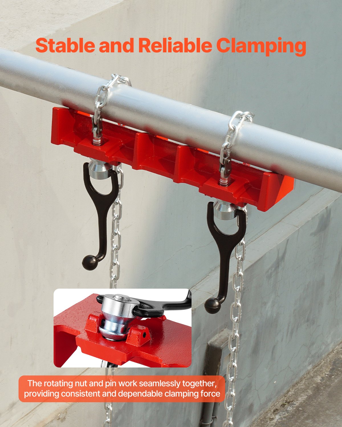 Rörsvetsskruvstäd, 1/2 till 8-tums rörsvetsklämma med dubbla kedjor och vevhandtag, kraftigt gjutjärnsskruvstäd för en mängd olika rör